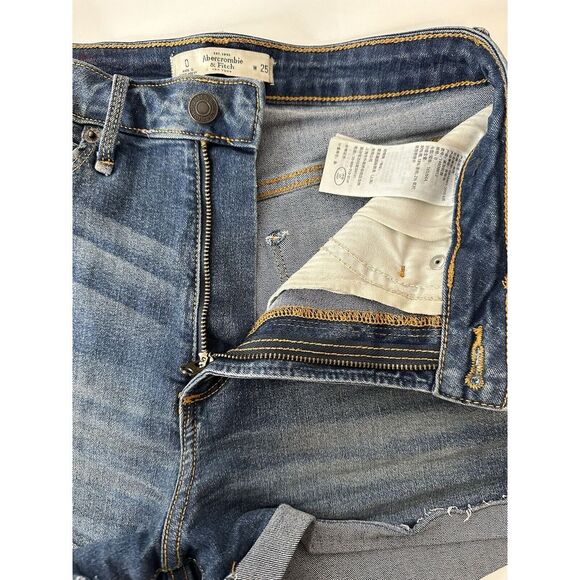 Abercrombie & Fitch Womens Blue Denim Jean Shorts Size 25 High Waist - Picture 7 of 7